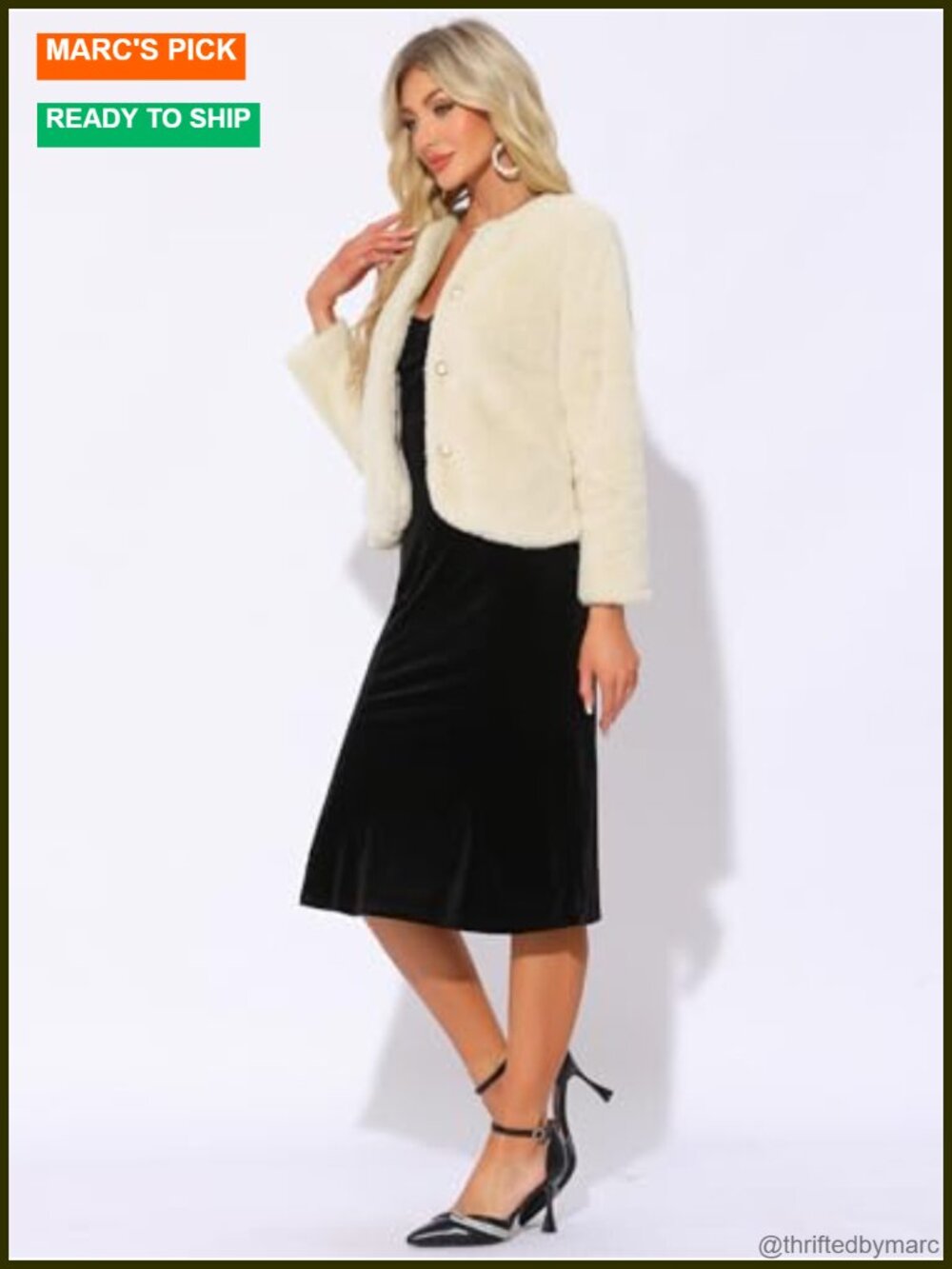 Faux Fur Coat Jacket Open Front Fluffy Wedding Evening Cardigan - Picture 3 of 4
